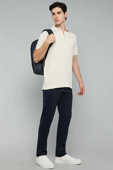 أر أند بي Solid Slim Fit Pants with Button Closure