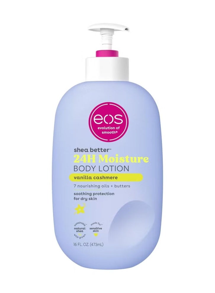إي أو اس شيا أفضل لوشن الجسم- الفانيلا الكشمير، 24 ساعة الرطوبة العناية بالبشرة، خفيفة الوزن وغير الدهنية، مصنوعة من شيا الطبيعية، نباتية، 16 أوقية فلورية - Image 3