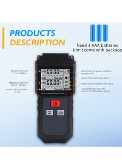 Y&D EMF Meter, Portable Digital Radiation Detector, Handheld Detector for Home/Outdoor, Electric/Magnetic Field/Ghost - LED Light & Sound Alarm Black (1-1999V/m, 0.01-99.99μT)  - Image 2