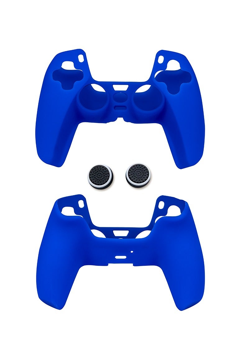 SMARTTECH غطاء سيليكون لوحدة تحكم PS5 DualSense - جراب مضاد للانزلاق ومضاد للخدش مع أغطية لعصا التحكم باللون الأزرق - Image 1