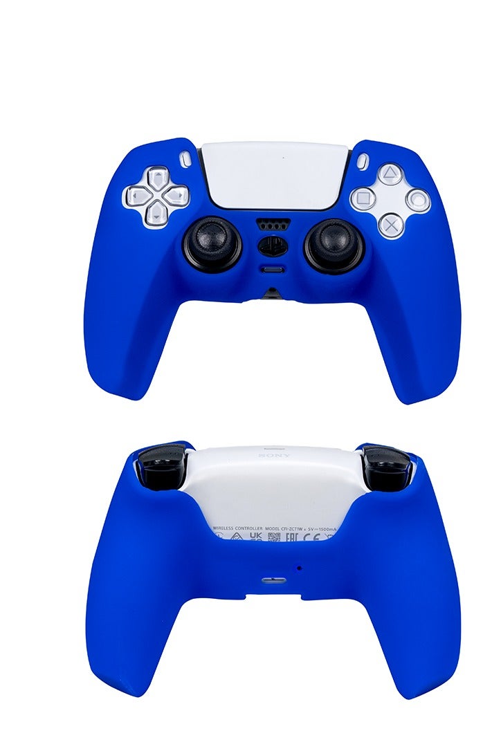 SMARTTECH غطاء سيليكون لوحدة تحكم PS5 DualSense - جراب مضاد للانزلاق ومضاد للخدش مع أغطية لعصا التحكم باللون الأزرق - Image 2