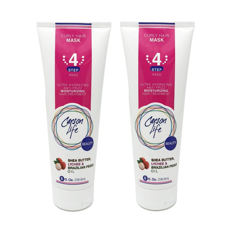 Carson Life Hair Mask For Curly Hair Paraben and Sulfate Free - 8 Oz - Designed For Curly & Wavy Hair - Restores Curls, Elasticity & Prevents Breakage (2 Pack) - Image 1