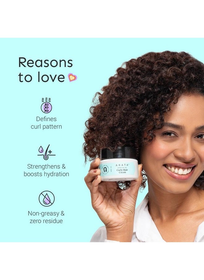 ARATA - Curl Cream For Dry, Frizzy, Wavy, Curly Hair | Reduces Frizz | Moisturises, Hydrates & Defines Curls | Velvety Soft Curls | Soy Protein & Shea Butter | No Paraben, Silicone | 100G X 1 - Image 1