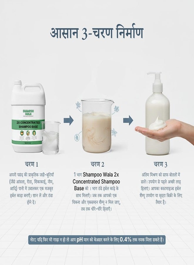 Shampoo Wala شامبو والا شامبو والا مركز مرتين بقاعدة لؤلؤية (قاعدة شامبو عشبية) | خالٍ من البارابين | خالٍ من كبريتات لوريل الصوديوم | خالٍ من الكائنات المعدلة وراثيًا | اصنعي بنفسكِ منتجات العناية بالشعر (5000 مل) - Image 5