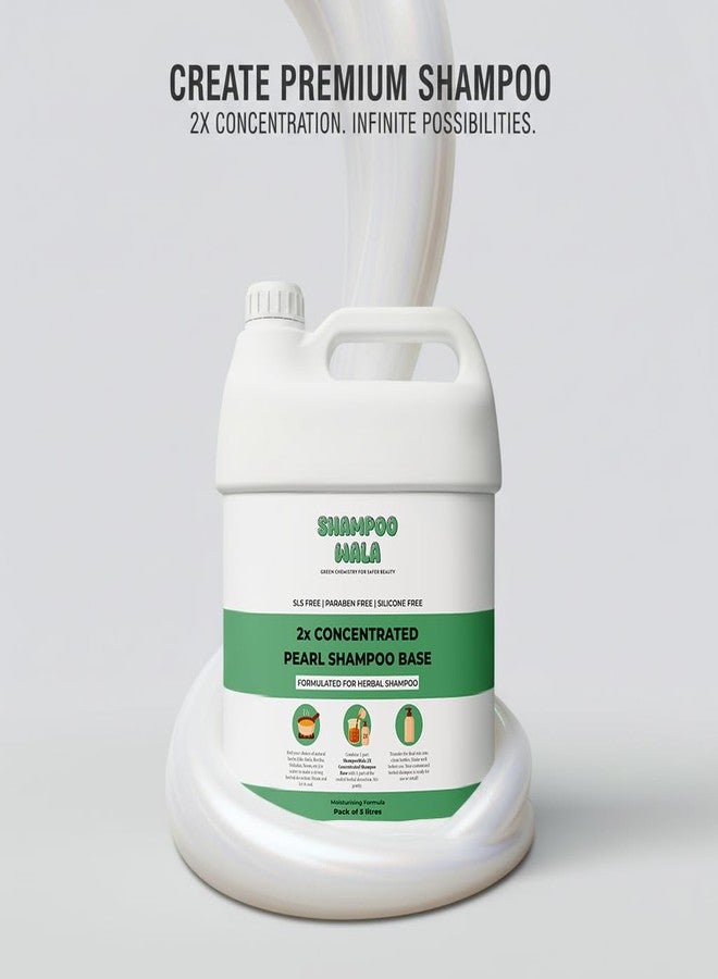 Shampoo Wala شامبو والا شامبو والا مركز مرتين بقاعدة لؤلؤية (قاعدة شامبو عشبية) | خالٍ من البارابين | خالٍ من كبريتات لوريل الصوديوم | خالٍ من الكائنات المعدلة وراثيًا | اصنعي بنفسكِ منتجات العناية بالشعر (5000 مل) - Image 2