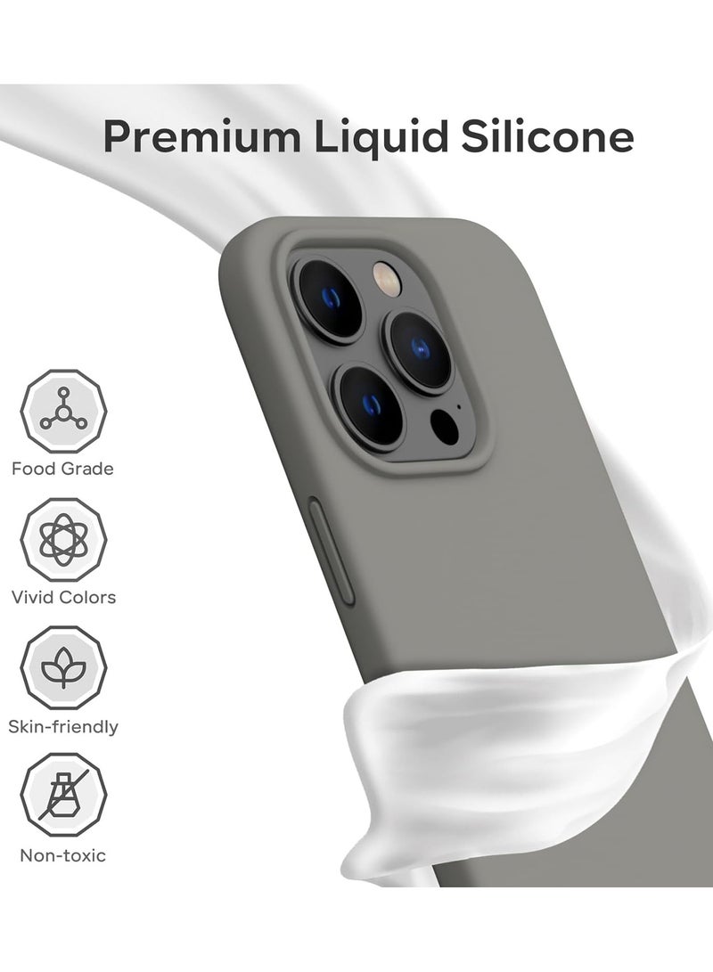YoYoTech Liquid Silicone Compatible for iPhone 15 Pro Max Case,Compatible with wireless Charging Strong Grade Drop Tested Shockproof Fiber Lining Full Protection Cover-Natural Titanium Grey - Image 2