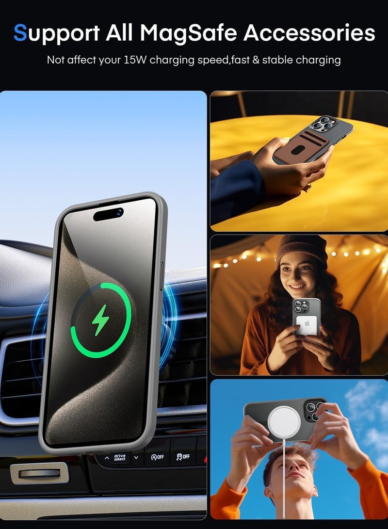 YoYoTech Liquid Silicone Compatible for iPhone 15 Pro Max Case,Compatible with wireless Charging Strong Grade Drop Tested Shockproof Fiber Lining Full Protection Cover-Natural Titanium Grey - Image 3