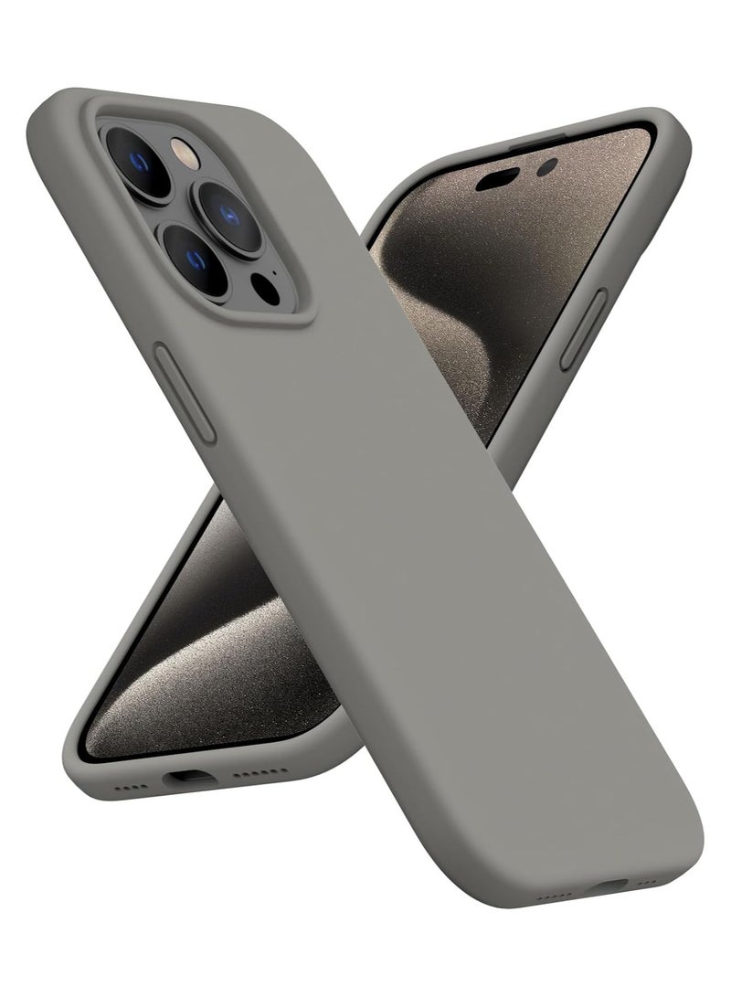 YoYoTech Liquid Silicone Compatible for iPhone 15 Pro Max Case,Compatible with wireless Charging Strong Grade Drop Tested Shockproof Fiber Lining Full Protection Cover-Natural Titanium Grey - Image 1