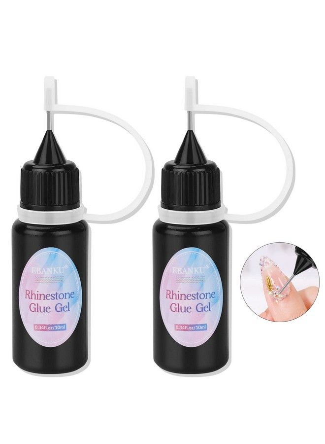 EBANKU 2Pcs Rhinestone Glue For Nails Gems Ebanku Clear Nail Glue Gel Pen Tips For Filling Gem Crystal Diamond Jewelry Nail Decoration (20Ml)  - Image 1