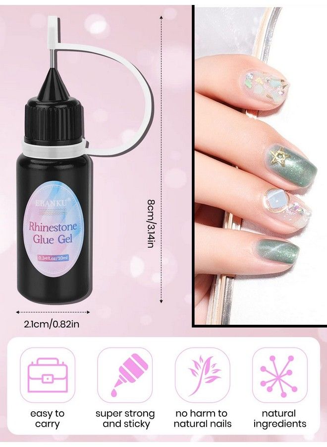EBANKU 2Pcs Rhinestone Glue For Nails Gems Ebanku Clear Nail Glue Gel Pen Tips For Filling Gem Crystal Diamond Jewelry Nail Decoration (20Ml)  - Image 3