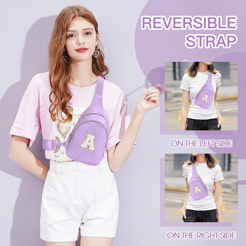 Viverte Small Initial Sling Bag Cross Body Bag Fanny Pack for Girls Teen Girl Gifts Trendy Stuff Personalized Gifts for Tween Teenager Girls Cute Cool Stuff for Girls (Lavender-A) - Image 4
