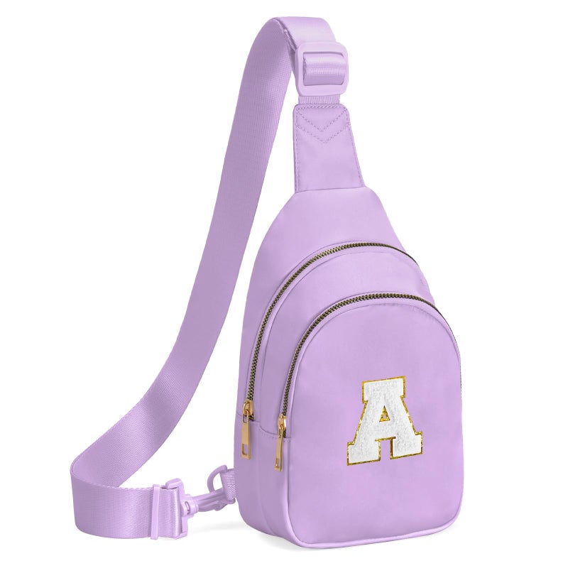 Viverte Small Initial Sling Bag Cross Body Bag Fanny Pack for Girls Teen Girl Gifts Trendy Stuff Personalized Gifts for Tween Teenager Girls Cute Cool Stuff for Girls (Lavender-A) - Image 1