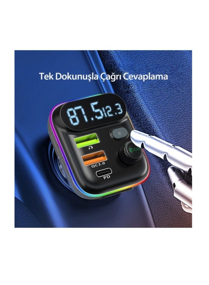 Earldom "EARLDOM M80 Bluetooth USB 3.0 and Type-C PD Fast Charge FM Transmitter Black" - Image 2