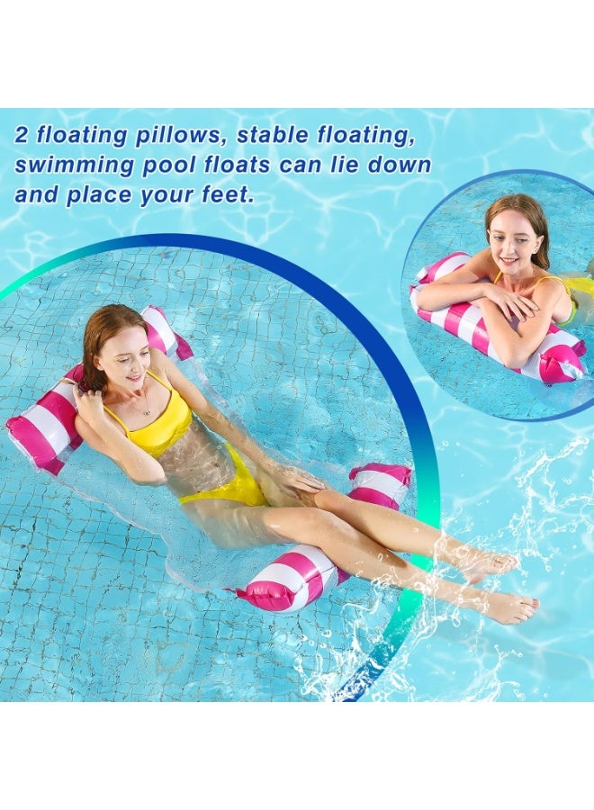 PTTIMFFM 2 Pack Inflatable Pool Float Hammocks for Adults, 4 in 1 Floating Chair, Saddle, Lounge, Drifter, Multi-Purpose Pool Floats for Swimming Pool, Beach (Red & Blue) - Image 2