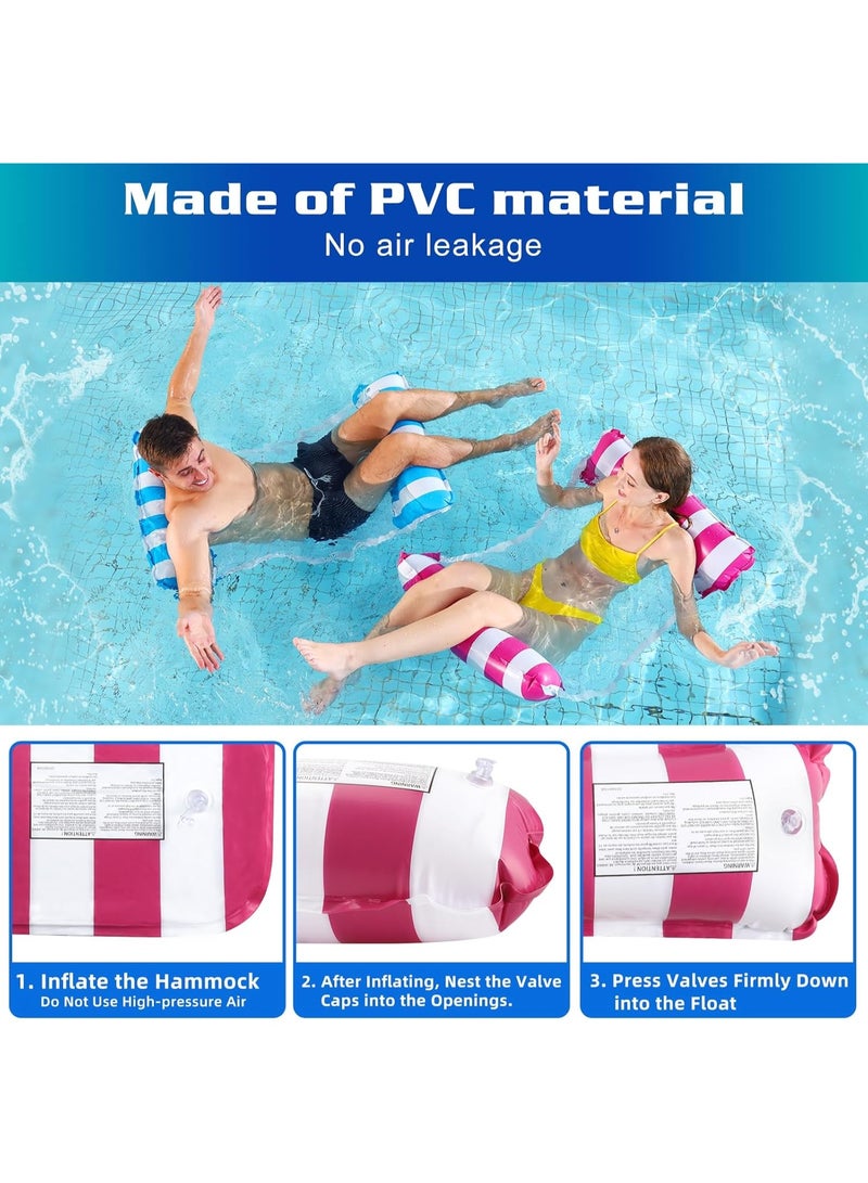 PTTIMFFM 2 Pack Inflatable Pool Float Hammocks for Adults, 4 in 1 Floating Chair, Saddle, Lounge, Drifter, Multi-Purpose Pool Floats for Swimming Pool, Beach (Red & Blue) - Image 3