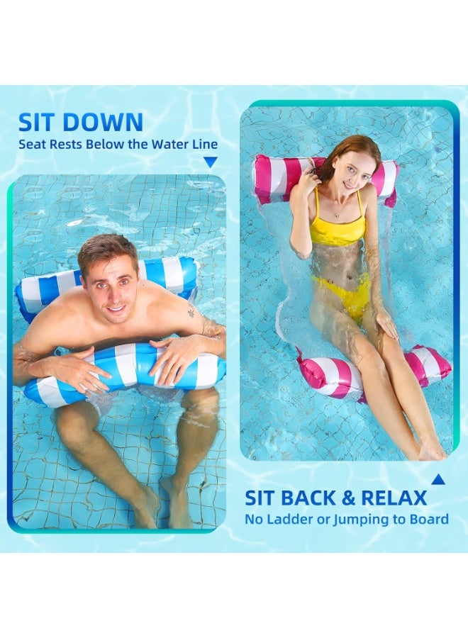 PTTIMFFM 2 Pack Inflatable Pool Float Hammocks for Adults, 4 in 1 Floating Chair, Saddle, Lounge, Drifter, Multi-Purpose Pool Floats for Swimming Pool, Beach (Red & Blue) - Image 4