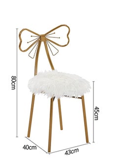 Generic 𝐅𝐅𝐃 Elegant Butterfly-Shaped Makeup Chair – Premium Gold Metal & White Wool Design with Silent Anti-Slip Mats for Stability, Comfort & Versatile Style in Any Room  - Image 2