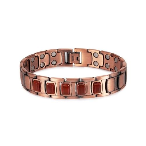 EDMIRIA 99.99% Pure Copper Magnetic Bracelet – Double-Row 3500 Gauss Therapy Bracelet for Pain Relief & Wellness, Red Agate Stone (Style 8) - Image 5
