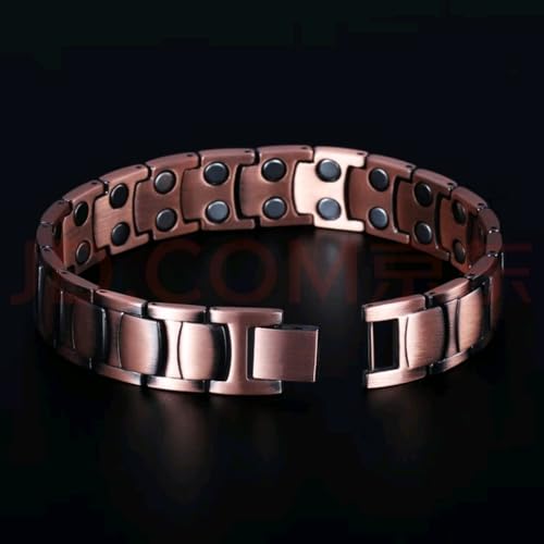 EDMIRIA 99.99% Pure Copper Magnetic Bracelet – Double-Row 3500 Gauss Therapy Bracelet for Pain Relief & Wellness, Red Agate Stone (Style 8) - Image 3