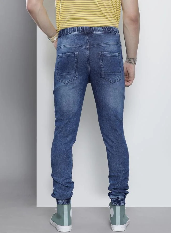 The Indian Garage Co Blue The Indian Garage Co Men Mid Rise Slim Fit Cuffed Jeans for Men | Best Price UAE