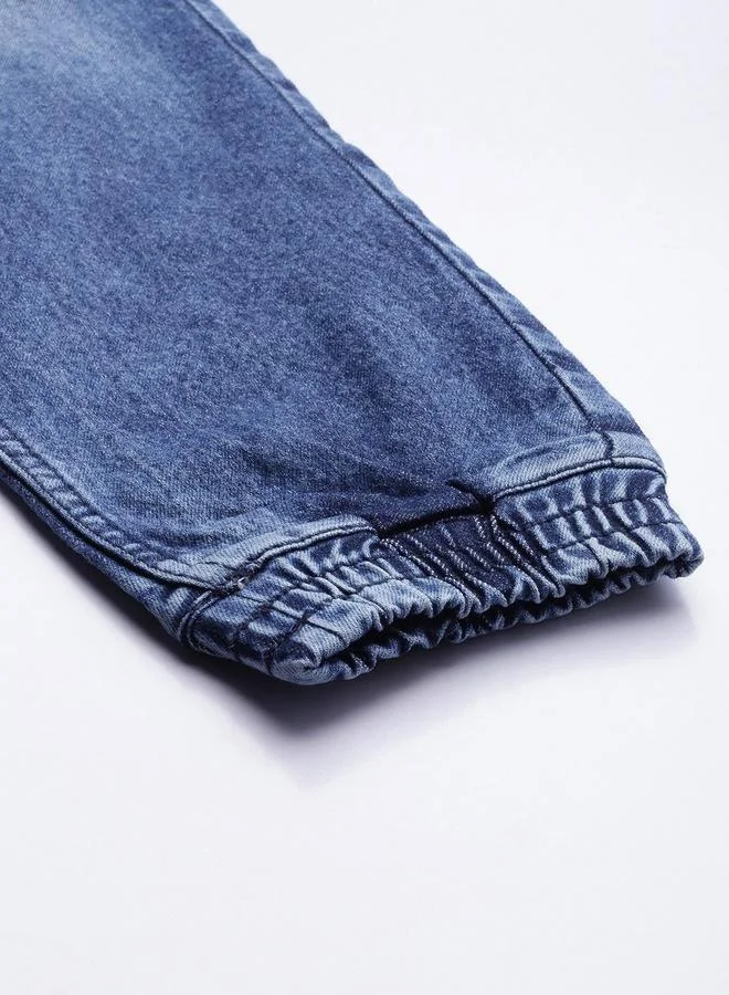 The Indian Garage Co Blue The Indian Garage Co Men Mid Rise Slim Fit Cuffed Jeans for Men | Best Price UAE
