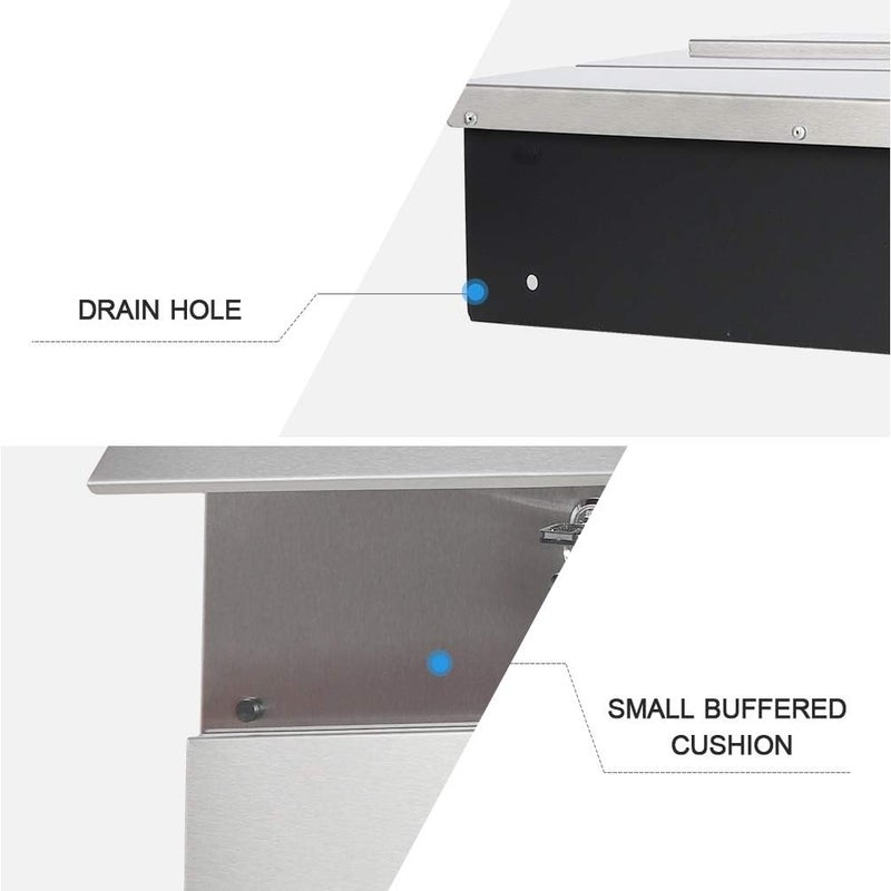 Parrency Stainless Steel Mailboxes with Key Lock, Wall Mounted Large Capacity Mailbox, Key Lock Drop Box Large Capacity with Galvanized Cover and Rust-Proof Metal,Silver, 14 1/5" x 14 1/5" x 3 1/2" - Image 5