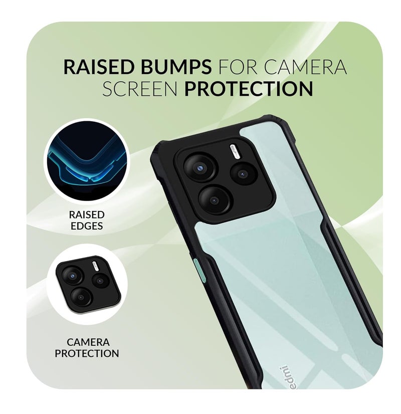 ShieldTech Back Cover Case + Screen Protector for Redmi Note 14 SE 5G | Transparent & Black Mobile Phone Back Case Cover for Redmi Note14 SE | Camera Protection | Redmi Note 14 SE 5G PC Black Case - Image 5