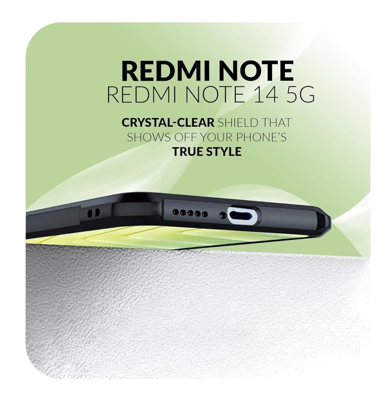 ShieldTech Back Cover Case + Screen Protector for Redmi Note 14 SE 5G | Transparent & Black Mobile Phone Back Case Cover for Redmi Note14 SE | Camera Protection | Redmi Note 14 SE 5G PC Black Case - Image 3