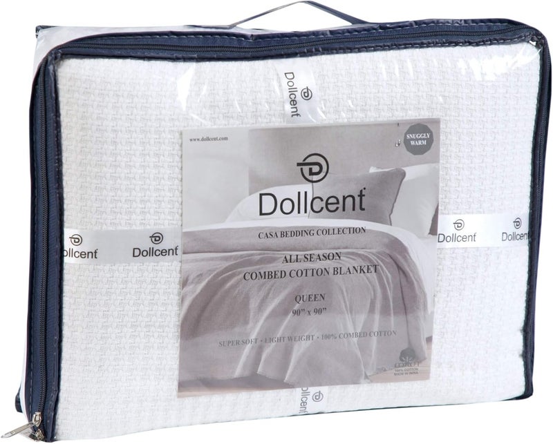 DOLLCENT 100% Cotton King Size Blanket for Bed, Premium Soft Combed Lightweight Blankets, Washed Breathable Cozy Bed Throw Blanket, White King Cotton Blankets for All Season: White (108"x90") - Image 4