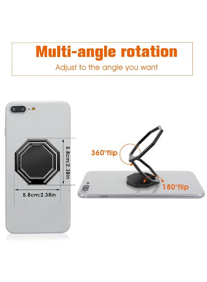 Cell Phone Ring Holder Finger Kickstand, 360° Rotation Metal Cellphone Back Grip Foldable Cell Phone Stand Adjustable Phone Holder Compatible With Most Smartphones - Image 2