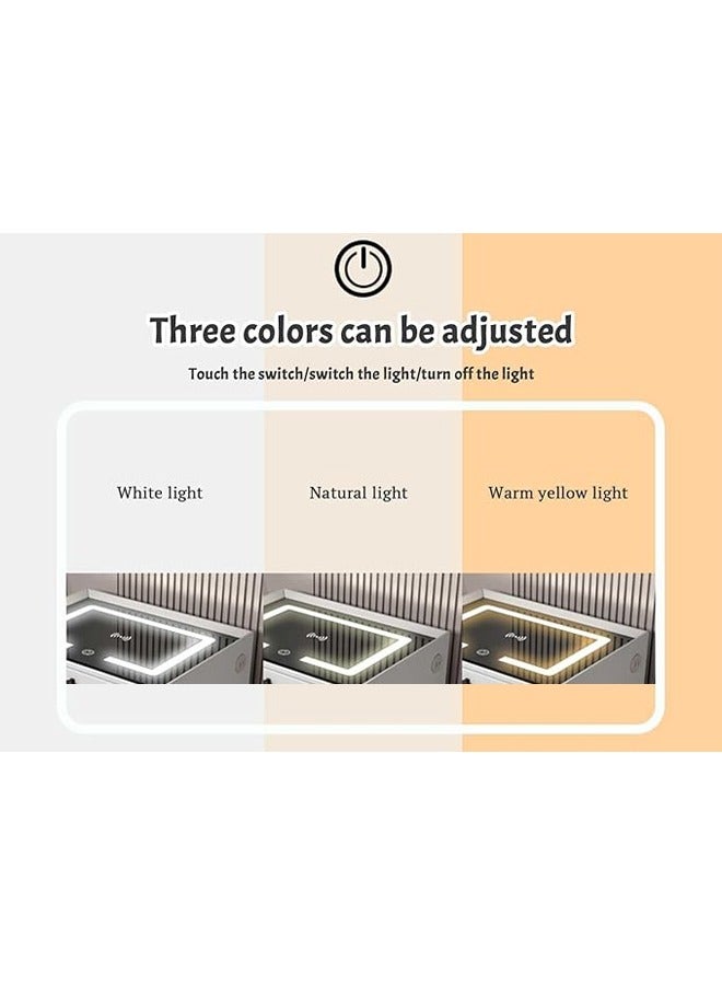 كلناميان طاولة بجانب السرير متعددة الوظائف بثلاثة أدراج مع إضاءة LED وشحن لاسلكي وقفل ببصمة الإصبع ومكبر صوت ومآخذ USB - Image 5