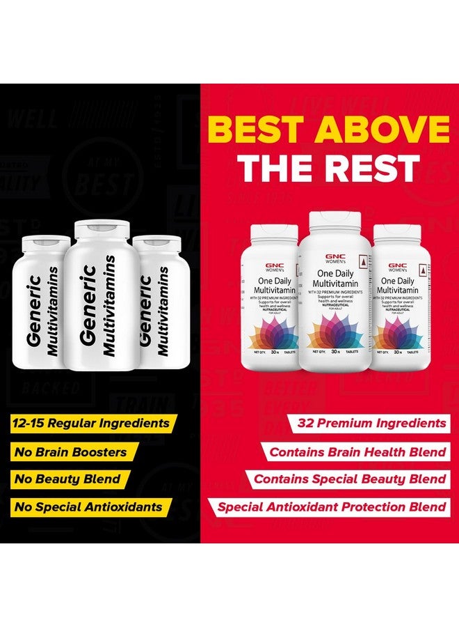 GNC GNC Women's One Daily Multivitamin - 32 Premium Ingredients with Vitamin C, Biotin, Collagen & Antioxidants | Boosts Immunity & Energy | Improves Skin, Hair, Nails & Eye Health | 30 Tablets - Image 5