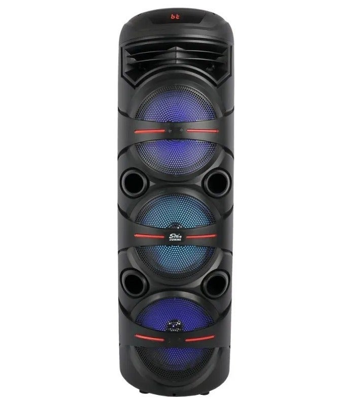 Sing-e ZQS8302 Wireless 8-Inch Portable Bluetooth Speaker, Powerful Outdoor Sound System with FM Radio, LED Party Lights & Karaoke Support - Image 3