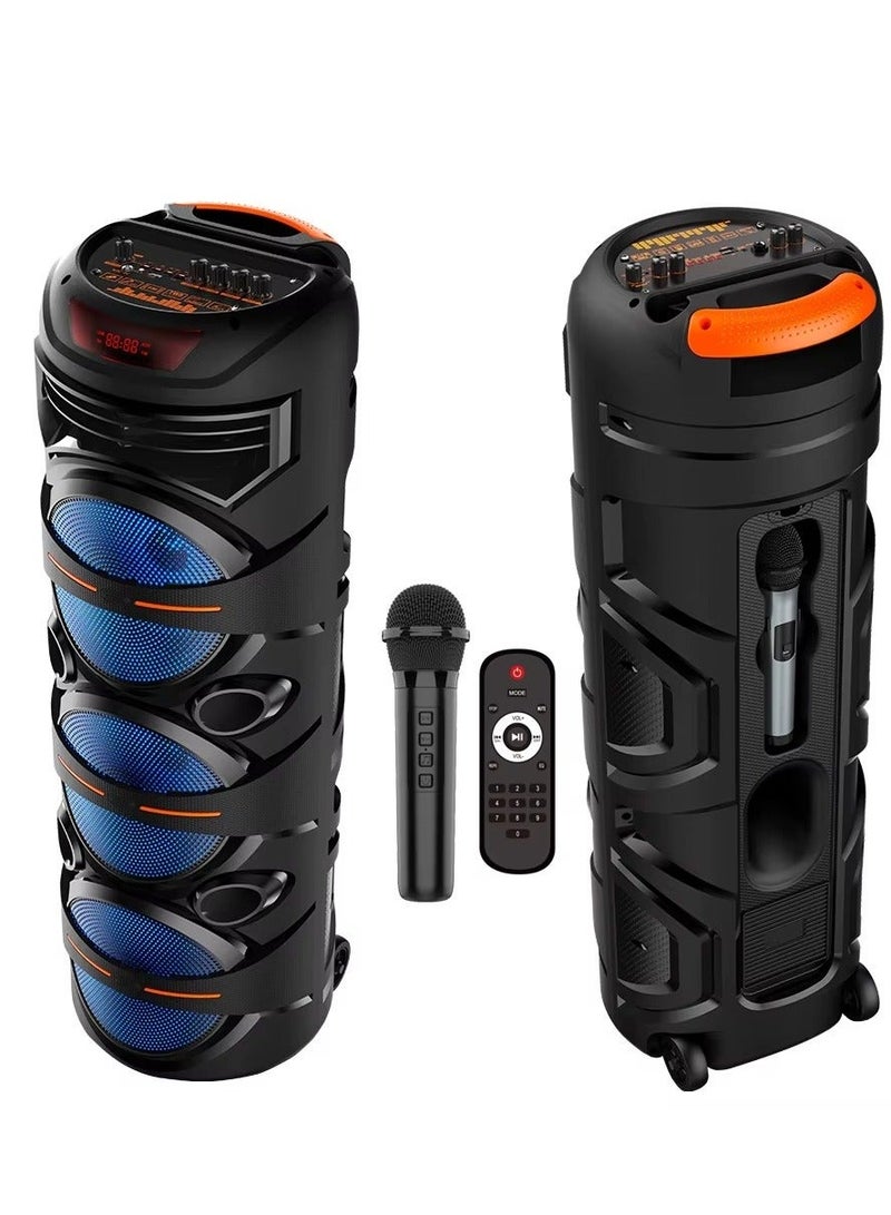 Sing-e ZQS8302 Wireless 8-Inch Portable Bluetooth Speaker, Powerful Outdoor Sound System with FM Radio, LED Party Lights & Karaoke Support - Image 2