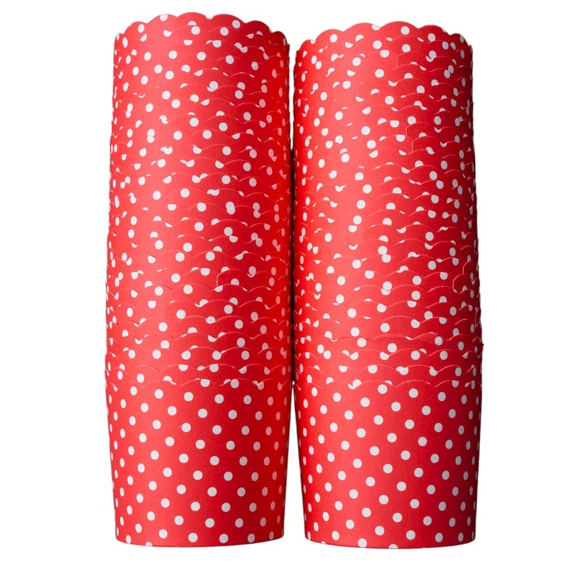 BAKE-IN-CUP BAKEINCUP 50Pack Paper Baking Cups Greaseproof Disposable Cupcake Muffin Liners Large Red Polka Dots 