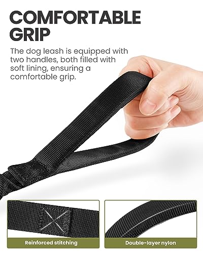 OutdoorMaster Bungee Dog Leash with Shock Absorption, 2 Padded Handles Training Leash, Improved Dog Safety and Comfort - Black Upgraded, 4 FT - Image 2