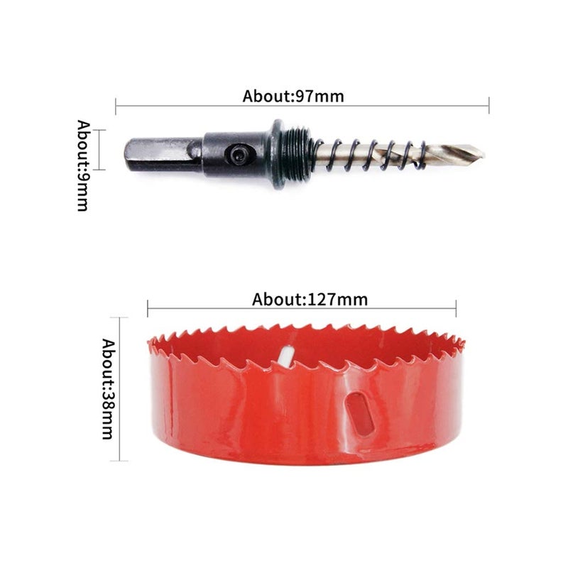 Laiwei Hole Saw Drill Bit HSS Hole Cutter with Arbor for Wood,PVC Board and Plasterboard(5"(127mm)) - Image 2