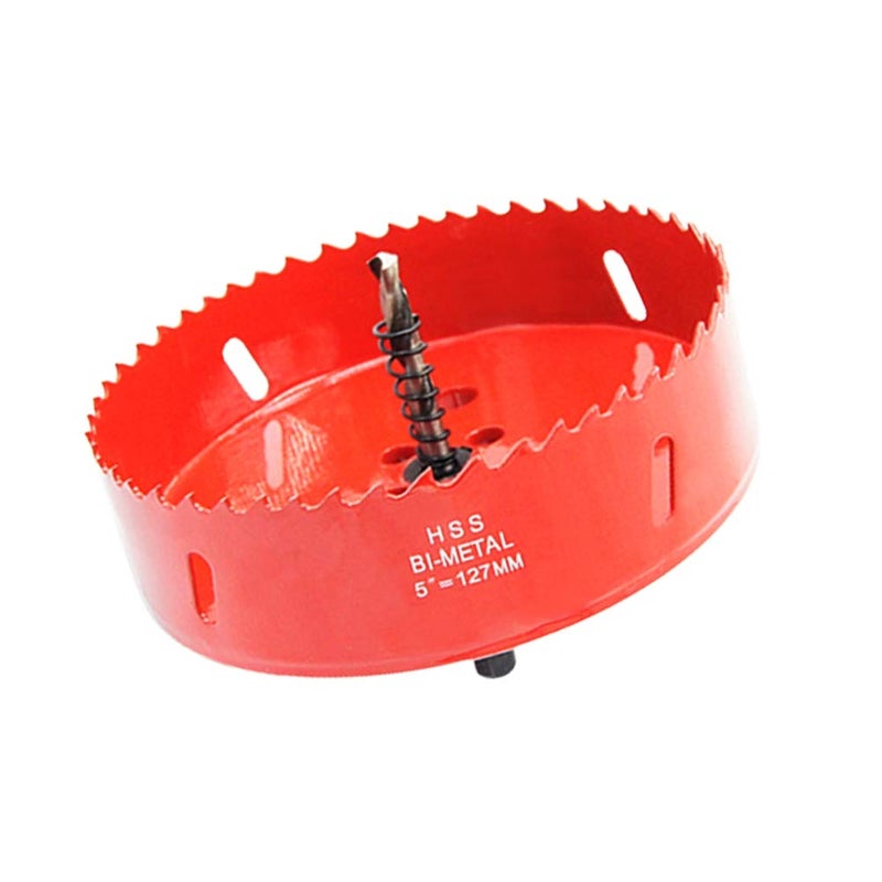 Laiwei Hole Saw Drill Bit HSS Hole Cutter with Arbor for Wood,PVC Board and Plasterboard(5"(127mm)) - Image 1