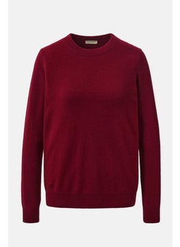 Tchibo Women Crew Neck Long Sleeves Textured Sweater, Red  - Image 4
