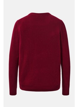 Tchibo Women Crew Neck Long Sleeves Textured Sweater, Red  - Image 3