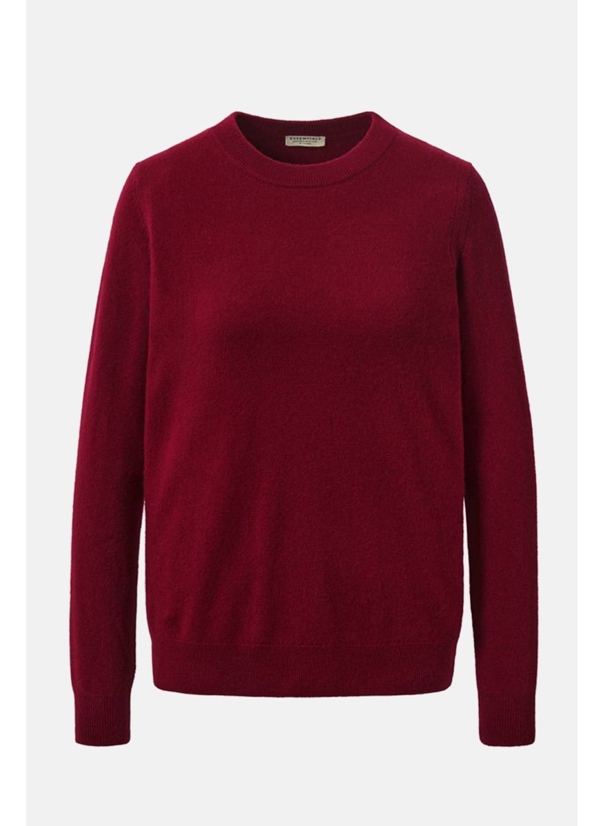 Tchibo Women Crew Neck Long Sleeves Textured Sweater, Red  - Image 4