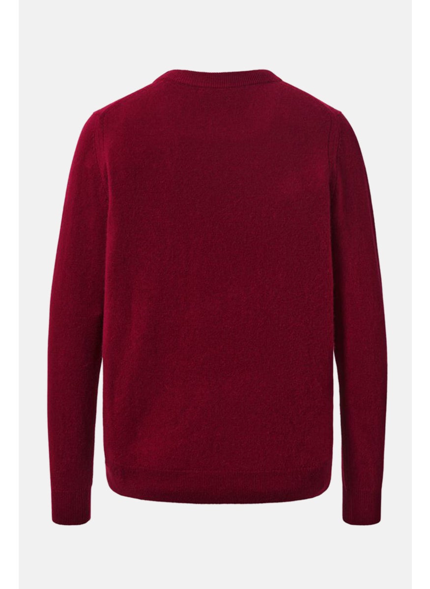 Tchibo Women Crew Neck Long Sleeves Textured Sweater, Red  - Image 3