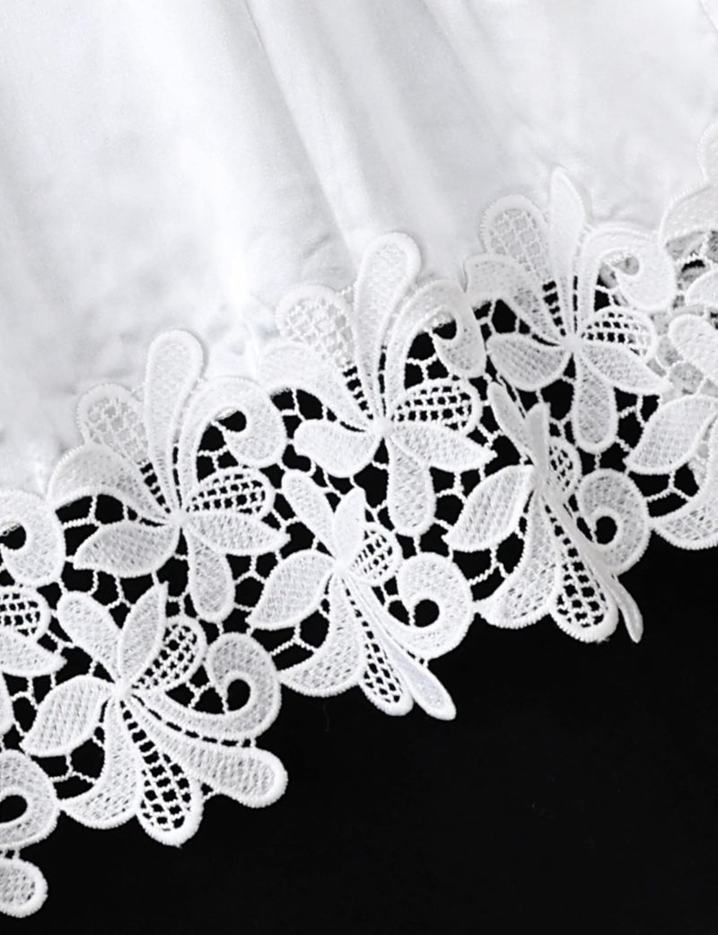 EPLAZA Bride Robe for Wedding Day Set Bridal Robe Lace Trim Silky Embroidery Satin Kimono for Bridal Party (White-Bride, Small-Medium) - Image 5