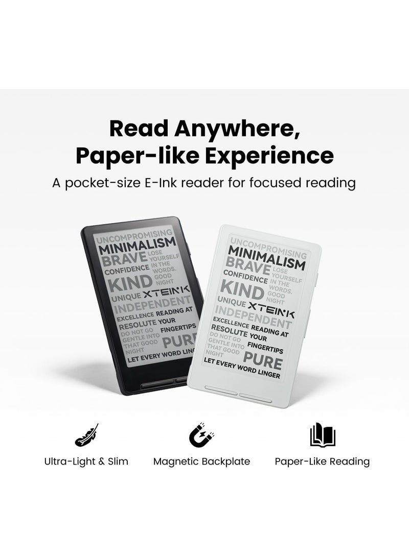 XTEINK X4 E-Book Reader Set with White Magnetic Protective Case, 4.3" Portable Pocket E-Ink eReader with Physical Page-Turn Buttons, Ultra-Thin 0.23 inch Magnetic Ready Design,Distraction-Free Reading, 16GB Storage - Image 2