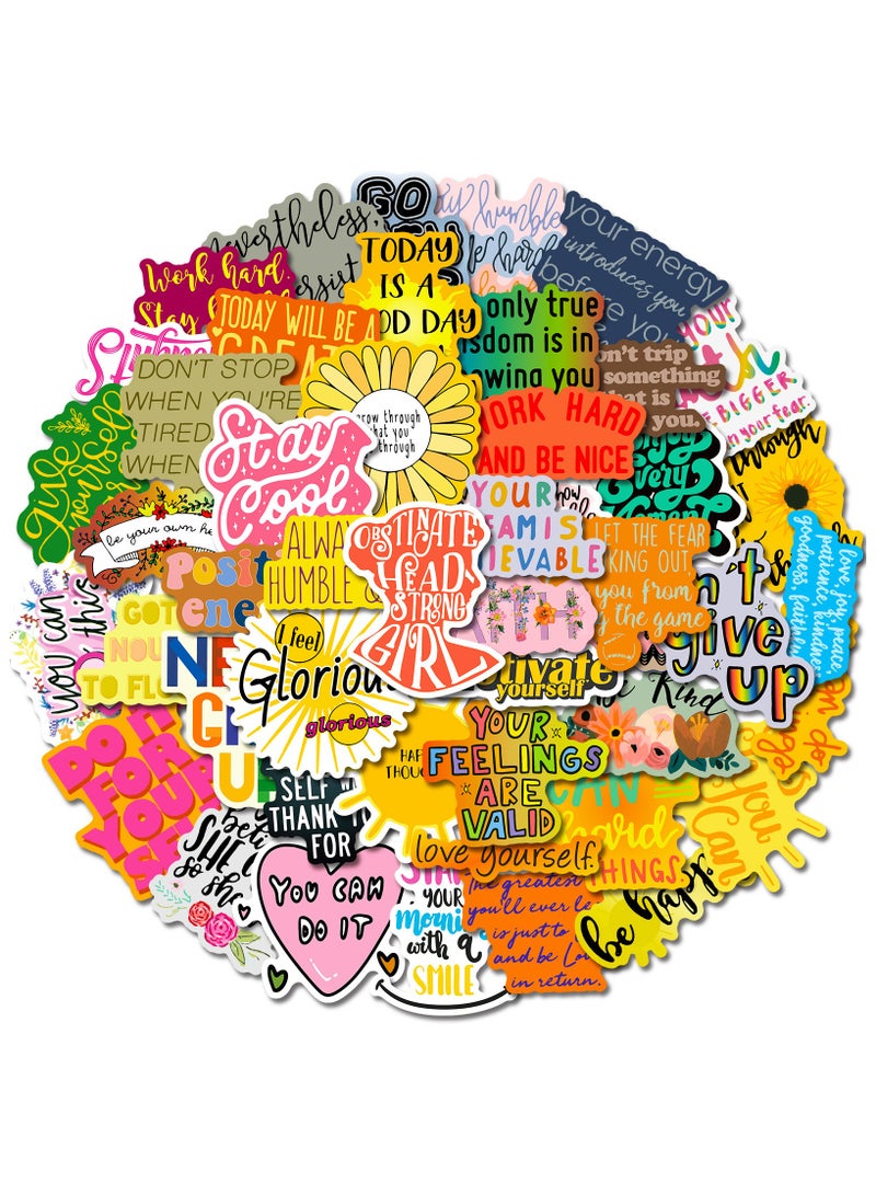 ORAINBOW 50Pcs Motivational Words Stickers, Waterproof Inspirational Stickers Decals for Laptop Water Bottle Phone Luggage Positive Affirmation Stickers Pack - Image 1