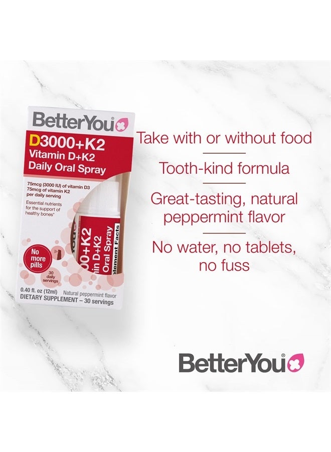 BetterYou Vitamin K2 and Vitamin D Spray Liquid Immune Support Supplement, 1000 IU Strength per Single Spray, 0.4 Fl Ounce (90 Sprays), Peppermint - Image 5