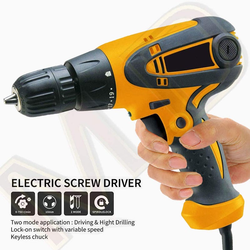 Mawson Electric Screwdriver Cum Drill Machine with Reverse Forward and Torque Adjustment System Pistol Grip Drywall Screw Gun Corded 10 mm Chuck SizeColours as per Availability - Image 3
