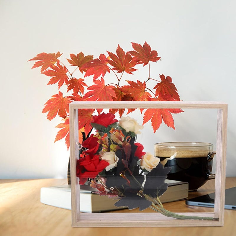 VOSAREA Dried Flower Display Box Frame DIY Shadow Box for Home Wall-Mounted Tabletop Showcase for Preserving Dried Flowers and Keepsakes Natural Finish - Image 4