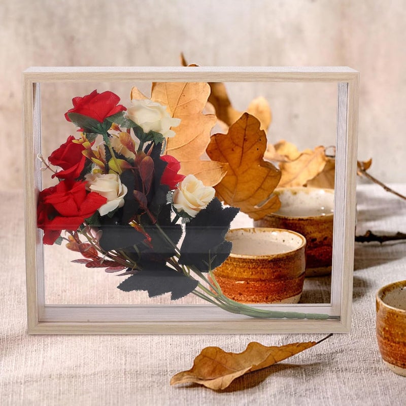 VOSAREA Dried Flower Display Box Frame DIY Shadow Box for Home Wall-Mounted Tabletop Showcase for Preserving Dried Flowers and Keepsakes Natural Finish - Image 2
