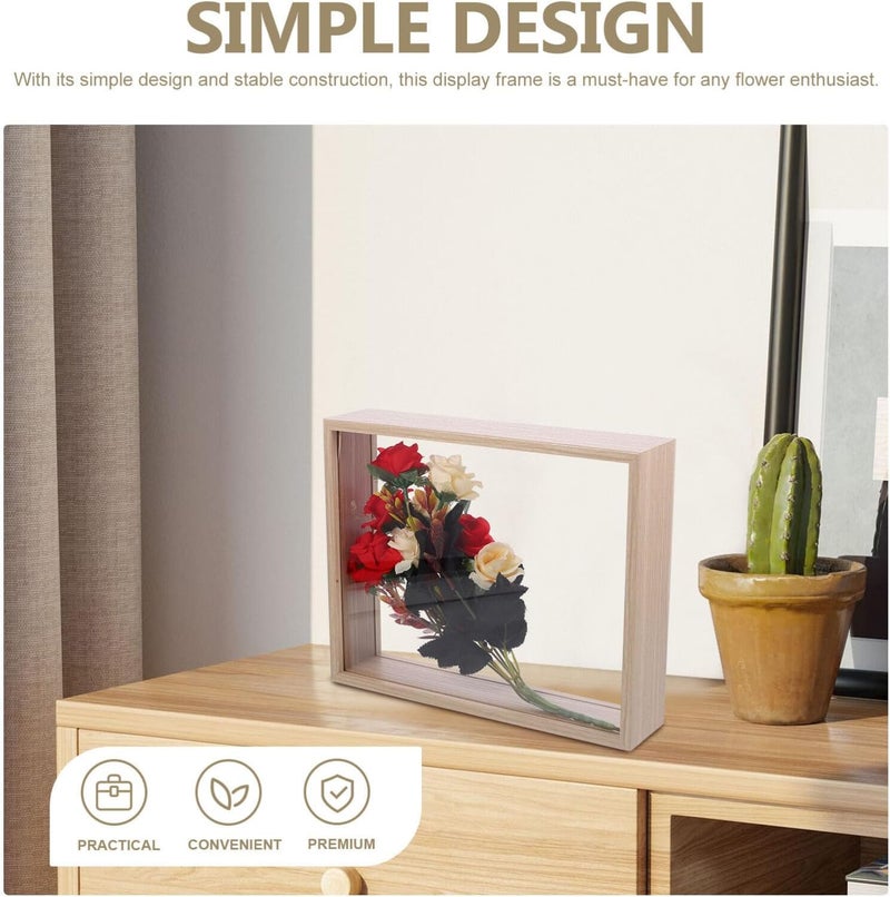 VOSAREA Dried Flower Display Box Frame DIY Shadow Box for Home Wall-Mounted Tabletop Showcase for Preserving Dried Flowers and Keepsakes Natural Finish - Image 3